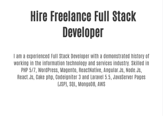 Freelance Full Stack Developer | Hire Freelance Full Stack Developer.