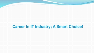 Career in IT Industry; A Smart Choice!