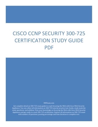Cisco CCNP Security 300-725 Certification Study Guide PDF