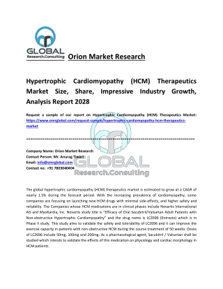 Hypertrophic Cardiomyopathy (HCM) Therapeutics Market Analysis and Forecast 2028