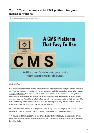 Top 10 Tips to choose right CMS platform for your business website