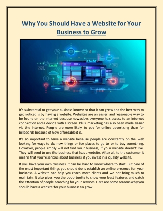 Why You Should Have a Website for Your Business to Grow