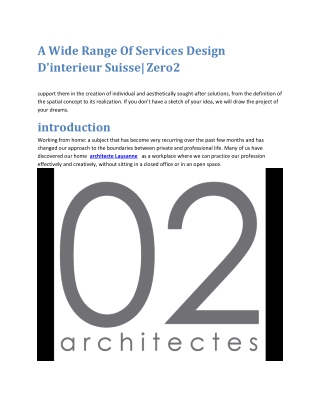 A Wide Range Of Services Design D'interieur Suisse Zero2