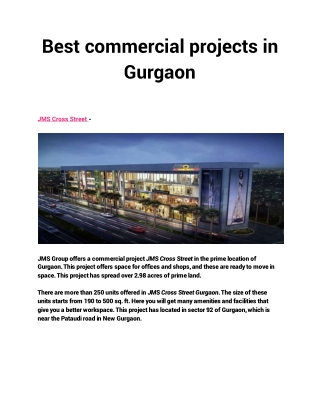 Best Commercial Projects in Gurgaon