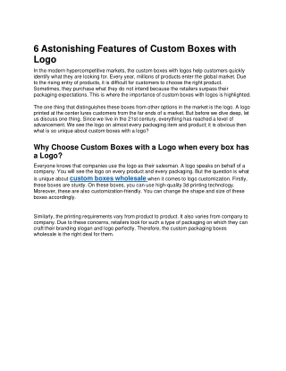 6 Astonishing Features of Custom Boxes with Logo