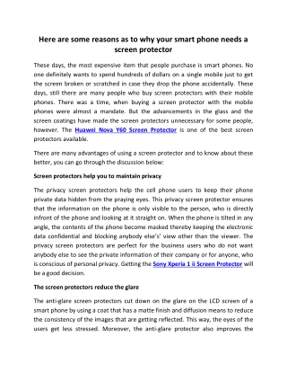 Here are some reasons as to why your smart phone needs a screen protector