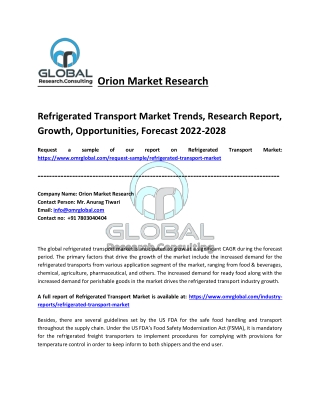 Global Refrigerated Transport Market Share, Trends and Overview 2022-2028
