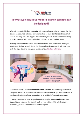 In what way luxurious modern kitchen cabinets can be designed?