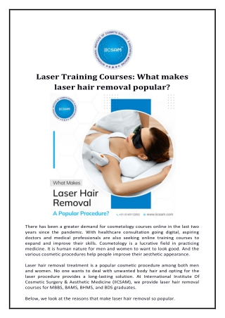 Laser Training Courses: What makes laser hair removal popular?
