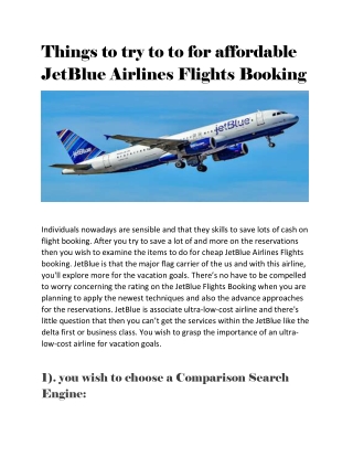 Things to try to to for affordable JetBlue Airlines Flights Booking