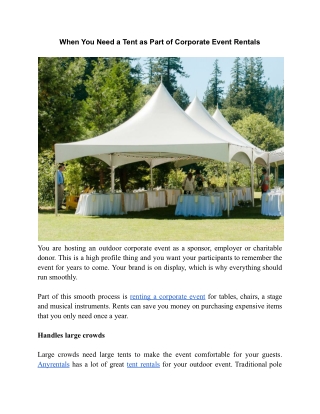 When You Need a Tent as Part of Corporate Event Rentals