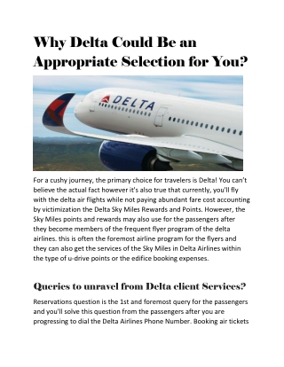 Why Delta Could Be an Appropriate Selection for You?