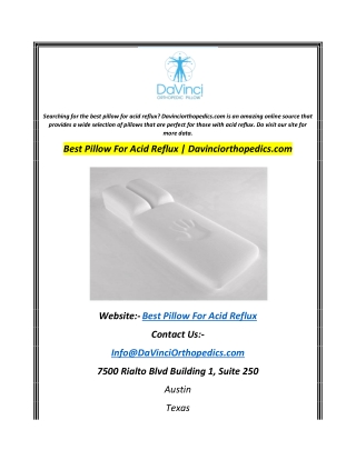Best Pillow For Acid Reflux  Davinciorthopedics.com