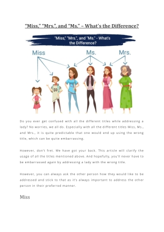 Miss, Mrs, and Ms – What’s the Difference