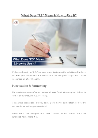 What Does  P.S Mean & How to Use it
