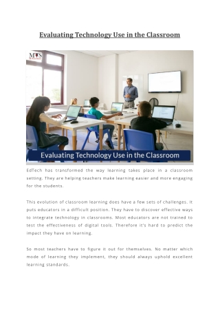 Evaluating Technology Use in the Classroom