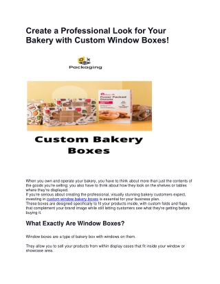 Create a Professional Look for Your Bakery with Custom Window Boxes!