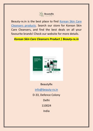 Korean Skin Care Cleansers Product | Beauty-rx.in