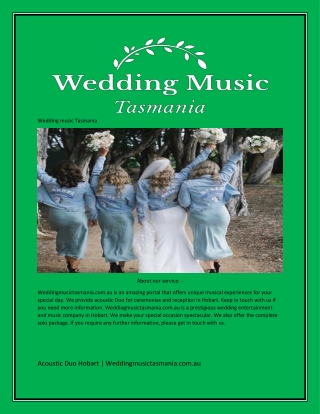 Acoustic Duo Hobart  Weddingmusictasmania