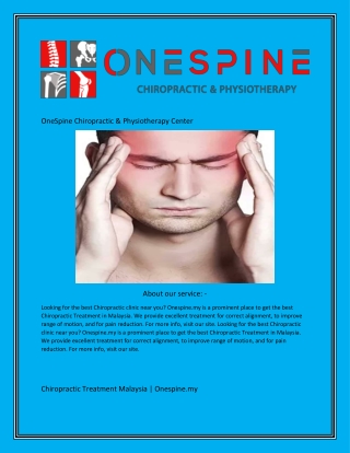 Chiropractic Treatment Malaysia  Onespine.my