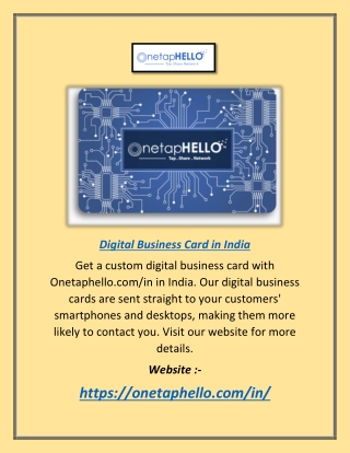 Digital Business Card in India | Onetaphello.com/in