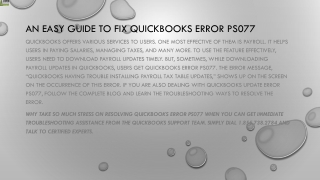 A quick way to fix QuickBooks Error PS077