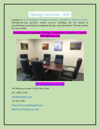 Psychological Symptoms Therapy Consultant in Duchess County | Therapist-ny.com