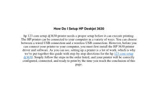How Do I Setup HP Deskjet 3630