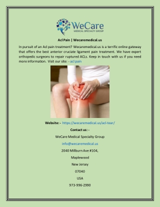 Acl Pain | Wecaremedical.us