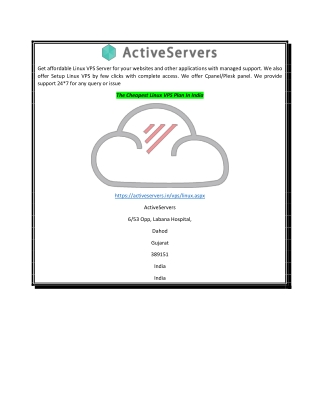 The Cheapest Linux VPS Plan In India