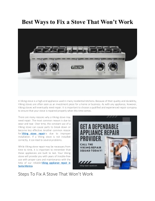 Best Ways to Fix a Stove That Won’t Work