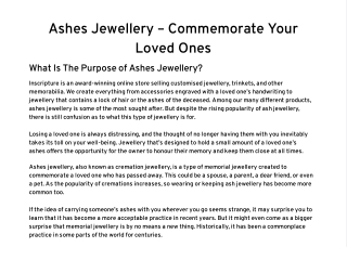 Ashes Jewellery – Commemorate Your Loved Ones