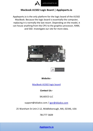 Macbook A1502 Logic Board | Appleparts.io