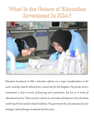 What Is the Nature of Education Investment In KSA?