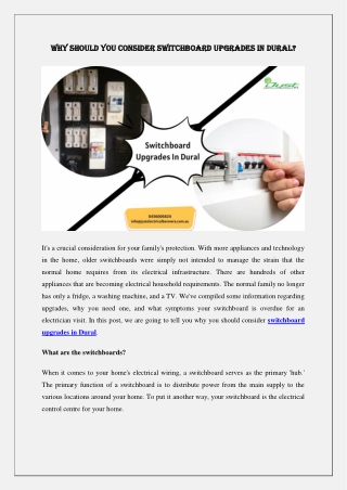Why should you consider switchboard upgrades in Dural