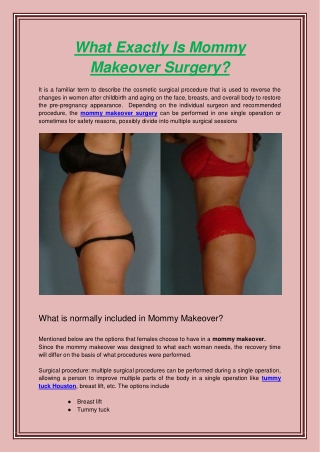 What Exactly Is Mommy Makeover Surgery