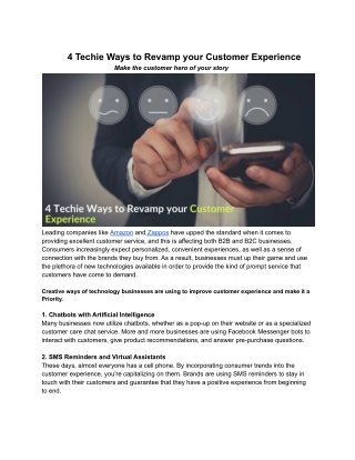 4 Techie Ways to Revamp your Customer Experience