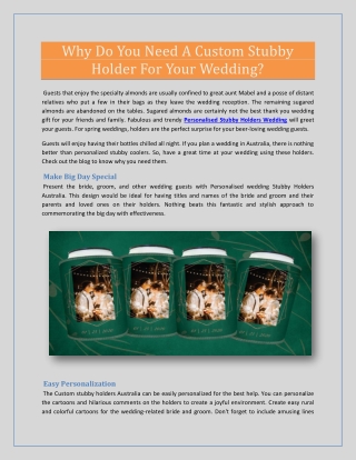 Why Do You Need A Custom Stubby Holder For Your Wedding?