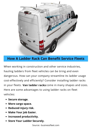 How A Ladder Rack Can Benefit Service Fleets