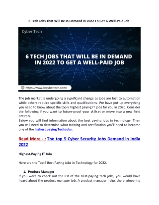 6 tech jobs that will be in demand in 2022 to get a well