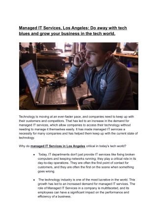 Managed IT Services, Los Angeles_ Do away with tech blues and grow your business in the tech world