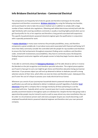 Info Brisbane Electrical Services - Commercial Electrical