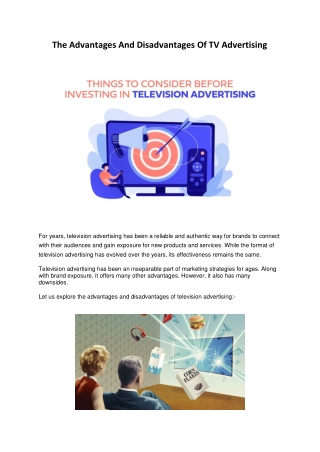 The Advantages And Disadvantages Of TV Advertising