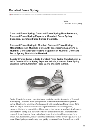 Constant Force Spring Stockiest in Inda