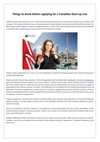 things to know before applying for a canadian start-up visa