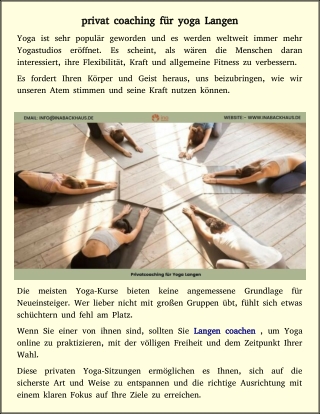 yoga und lebensberatung in langen