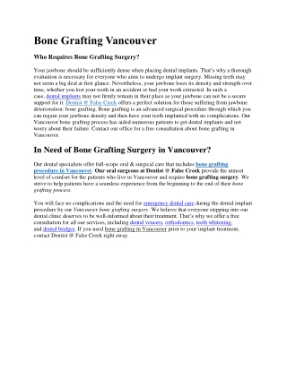 Bone Grafting Vancouver