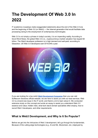 The Development Of Web 3