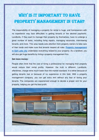 Why Is It Important to Have Property Management in Utah