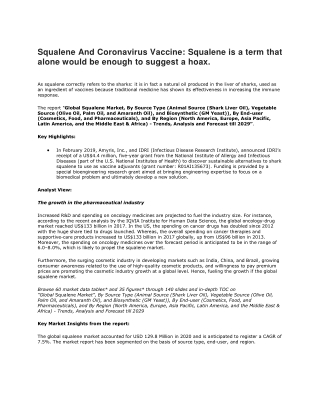 Squalene And Coronavirus Vaccine